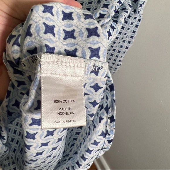 New York & Co Popover Tunic Top White Navy Geometric S - Picture 10 of 10